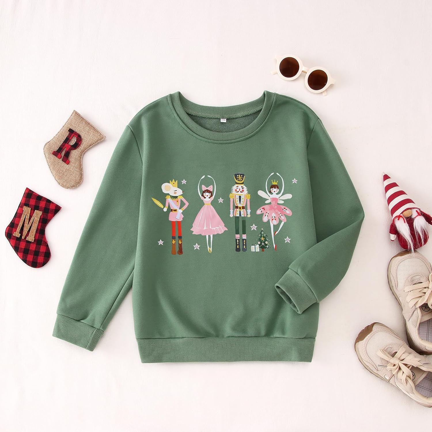 BOUTIKOME Kid Boy Girl Christmas Crewneck Sweatshirt Christmas Nutcracker Graphic Shirt Long Sleeve Xmas Holiday Pullover Top