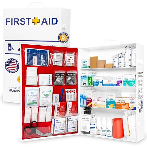 MFASCO 4 Shelf Workplace First Aid Kit | Class B 2021 OSHA/ANSI Compliant
