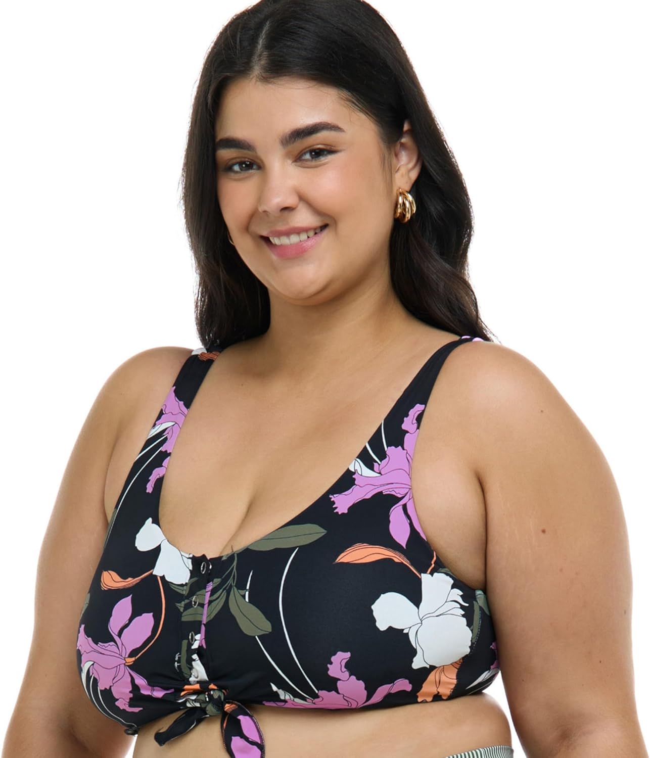 Body Glove Women's Kate Plus Size Crop Bikini Top Swimsuit with Front Tie, Available in Sizes 1x,2X,3X