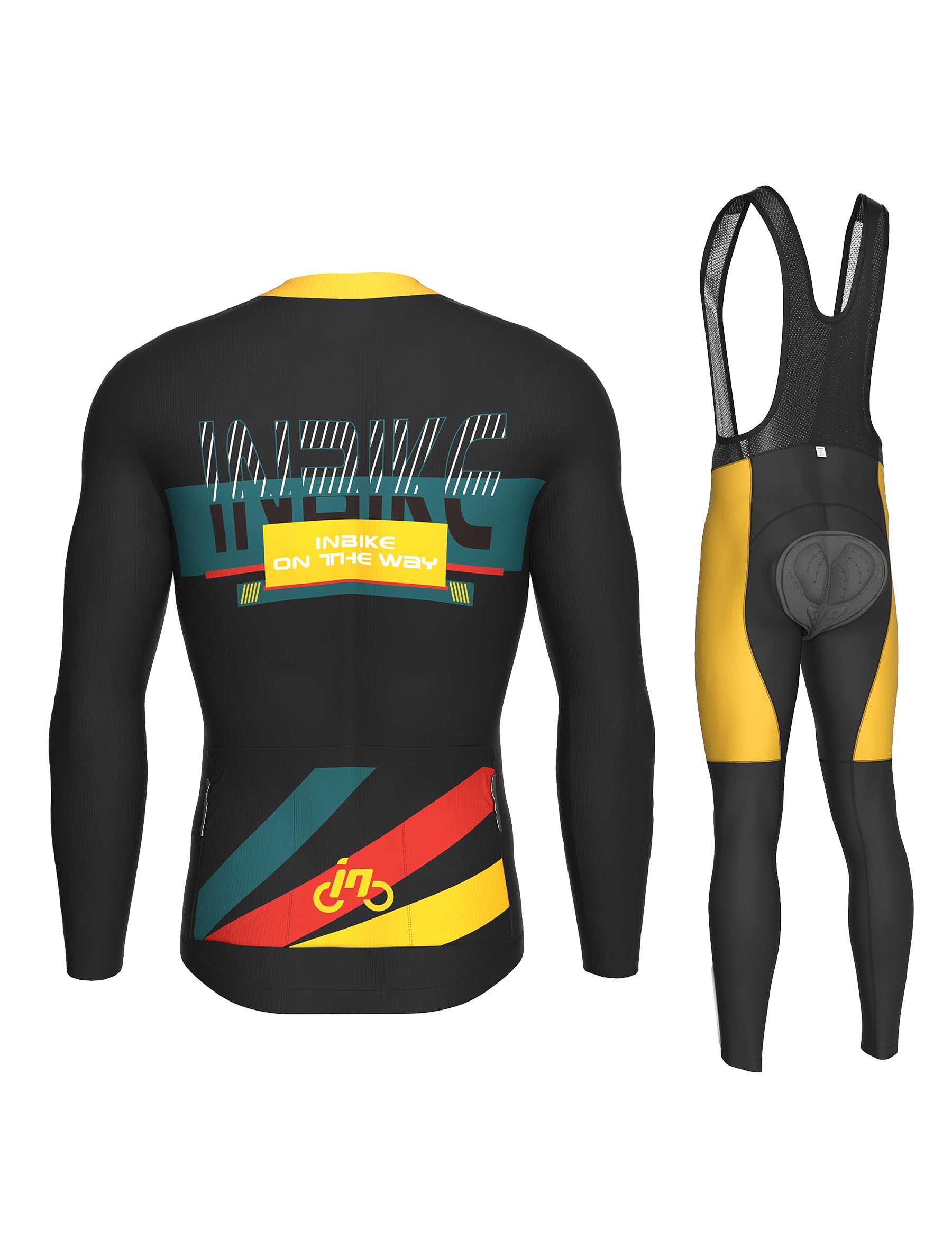 INBIKE Tenue Cycliste Homme Hiver Maillot Manche Longue+Cuissard Long Velo De Route Vtt Vêtements Respirant