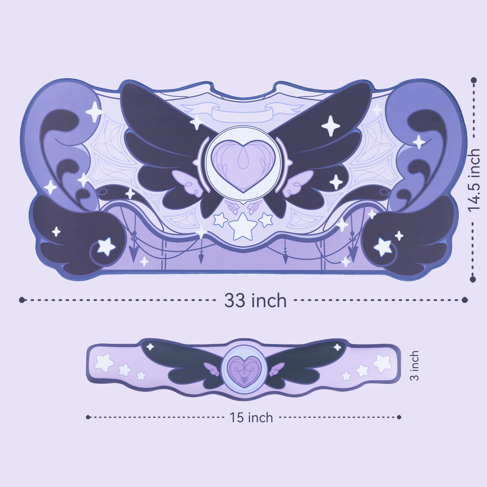 GeekShare Kawaii, set di poggiapolsi – base in gomma anti-scivolo e supporto per polso in memory foam, per tastiera e mouse, perfetto per giochi o animali domestici (viola)