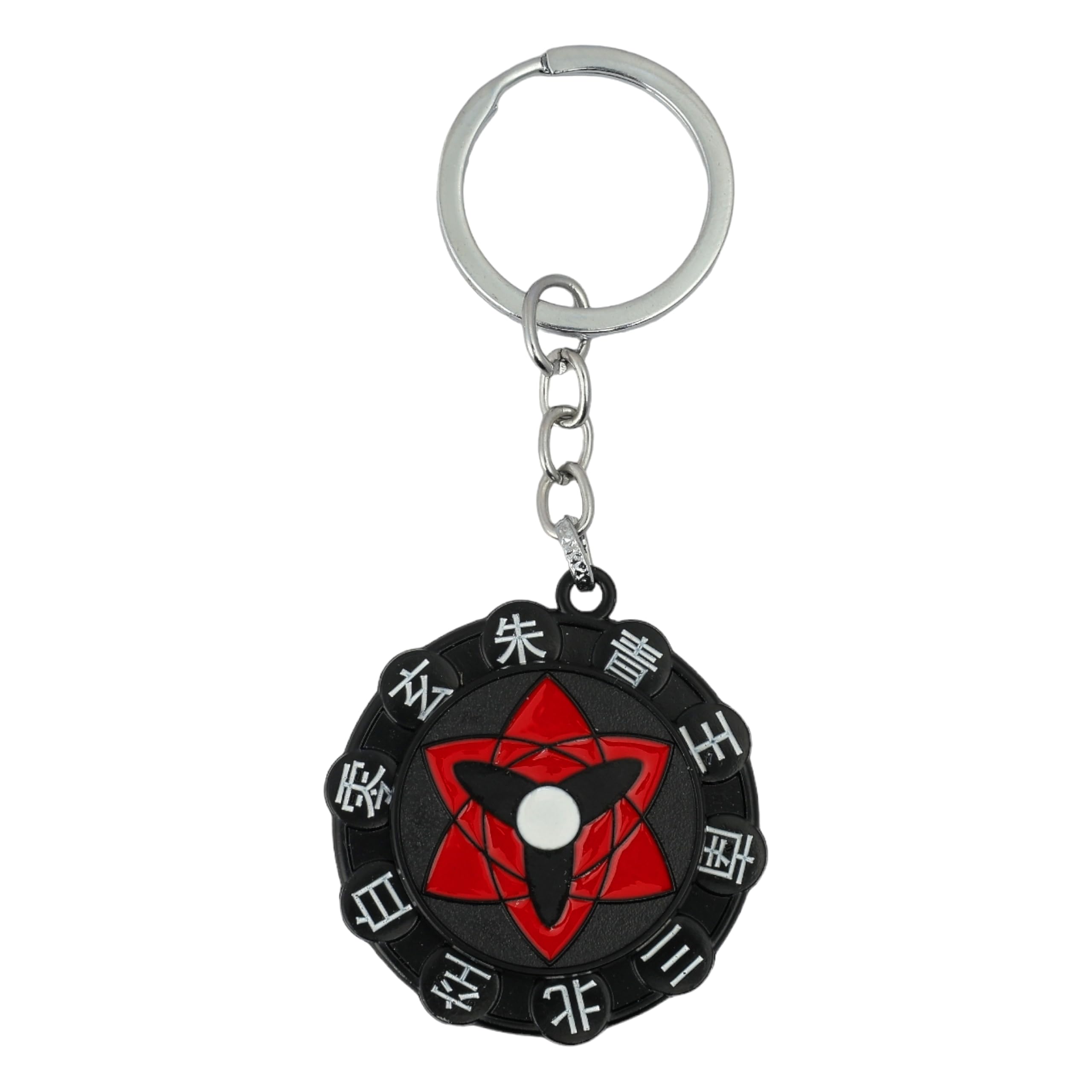 Daiyamondo Anime Silver Rotating Spinning Metal Keychain for Car Bikes | Perfect for Anime Lovers | Key Ring for Boys (Red Black Star) - Image 3 thumbnail