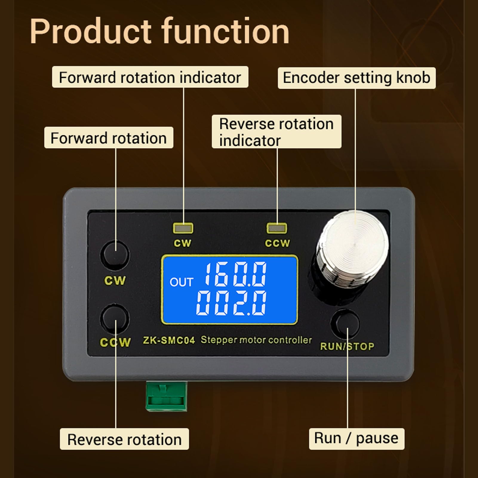 Luocute Schrittmotor-Treiber-Controller, Integriertes HD-LCD-Display, Hohe Leistung, 6,6 A, für 42, 57, 86 Motoren mit 15 Arbeitsmodi, Serielle TTL-Schnittstelle