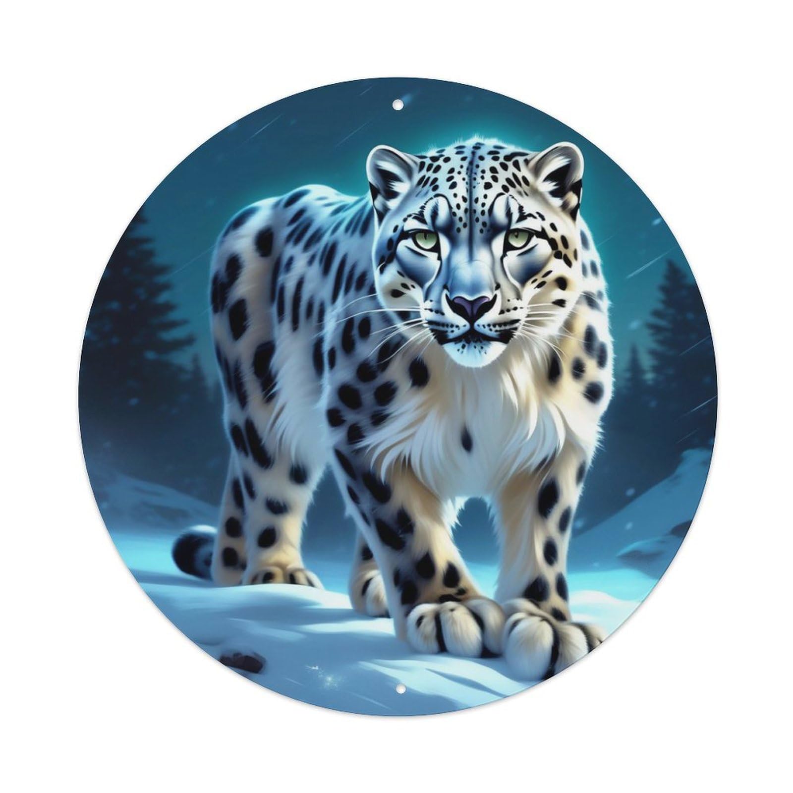 Wildlife Artwork Snow Leopard on The Snow Metal Tin Sign