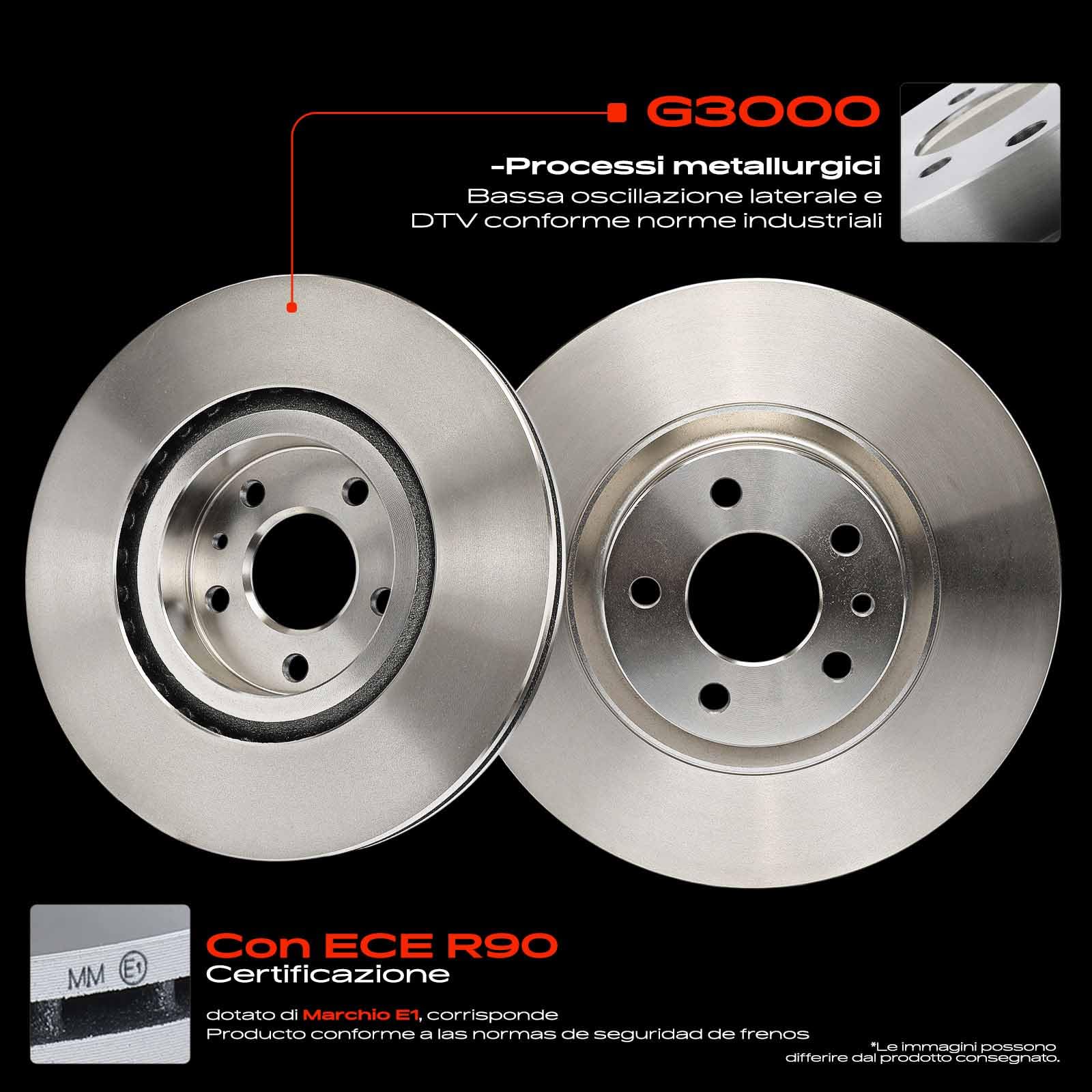 Frankberg Set freni incl. 2x Dischi Freno + 4x Pastiglie dei Freni Anteriore Compatibile con 147 937 GT 937 156 Sportwagon 932 156 932 GTV 916 Replace# 77362222,9947156