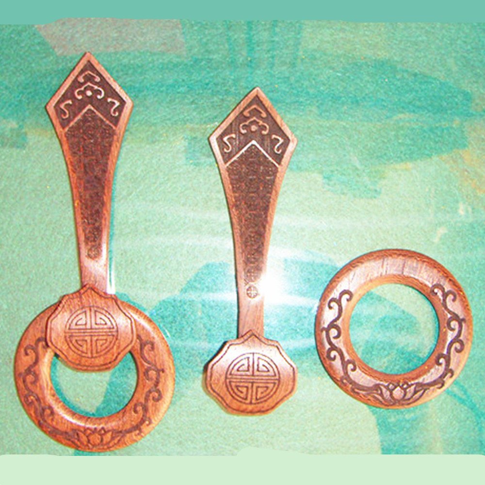 Brown Wenge Wood Buddhist Monk Accessories Hook and Ring Set for Robes