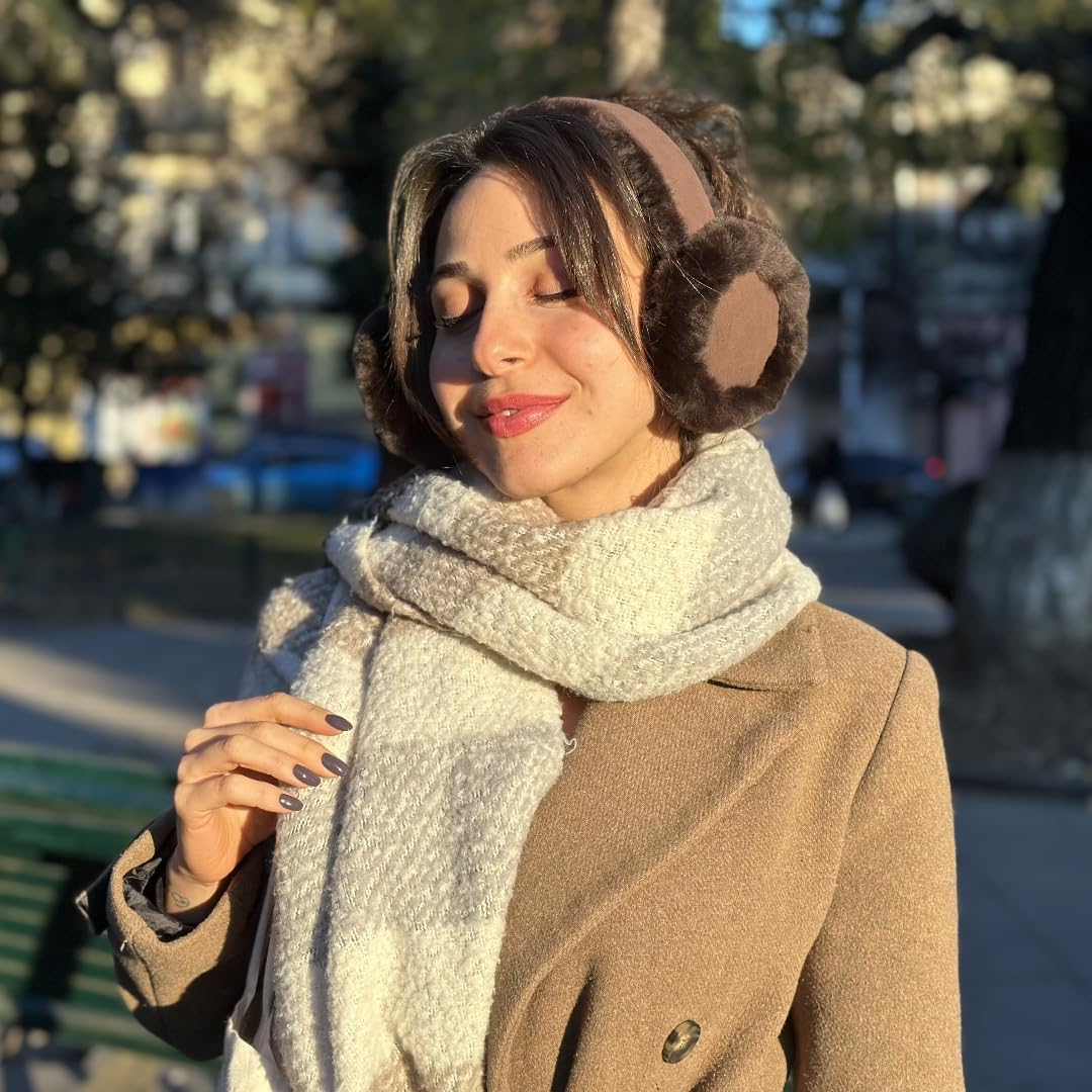 Harssidanzar Classic Winter Earmuffs for Men Women, Unisex Sheepskin Earmuffs, Foldable, Outdoor - Image 4