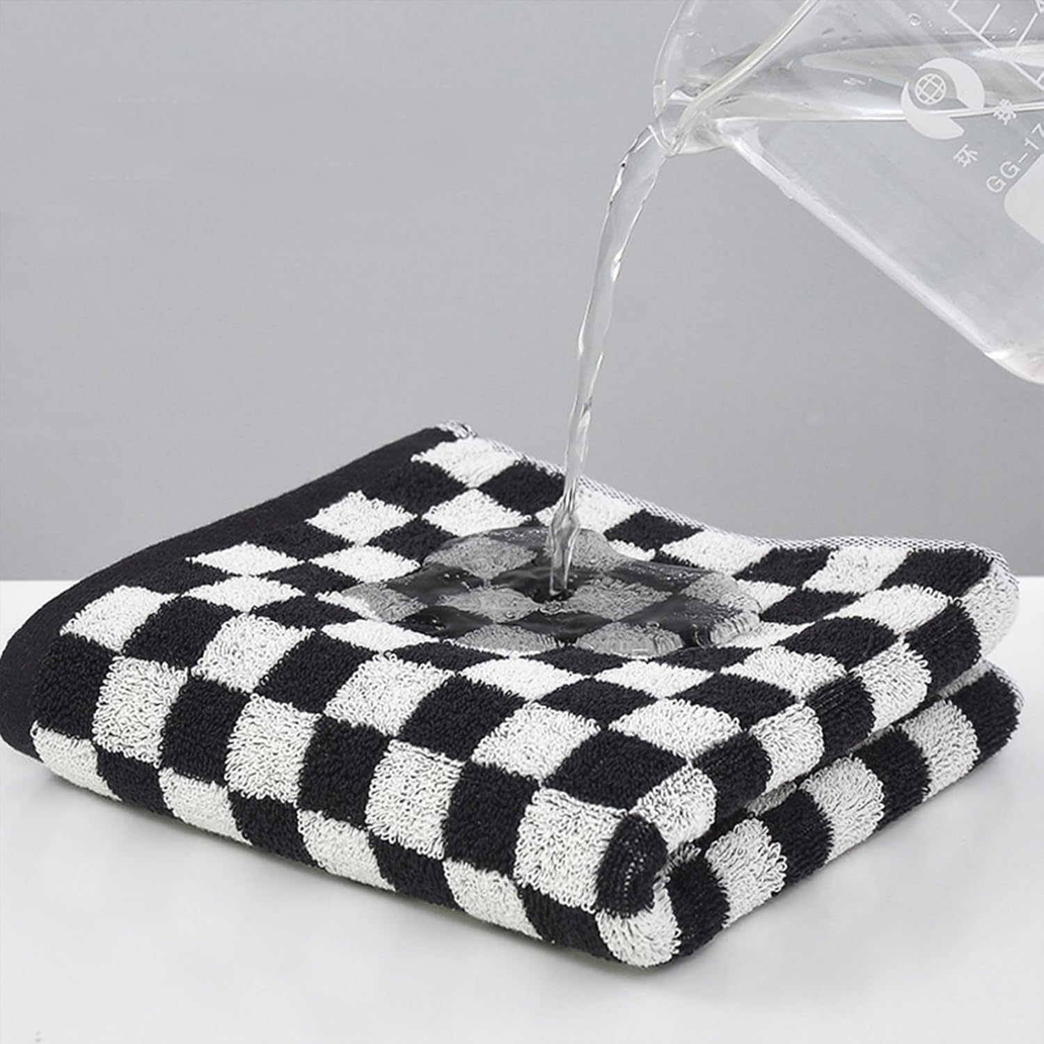 Cotton Hand Towels Set of 5 - Soft, Absorbent, and Decorative Checkered Design for Bathroom, Kitchen, Gym, and Spa and More,13 x 29 Inches,Black - Image 6