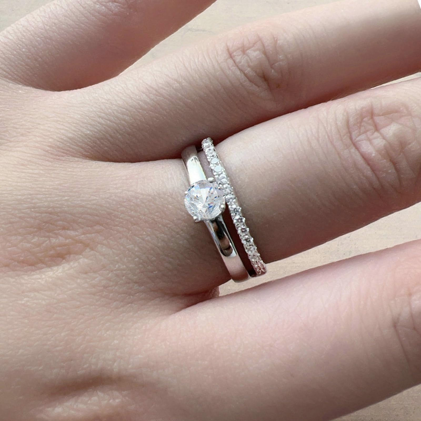 Moissanite pierścionek damski, pierścionek zaręczynowy, 0,5 ct, elegancki pierścionek z białego złota, dla kobiet