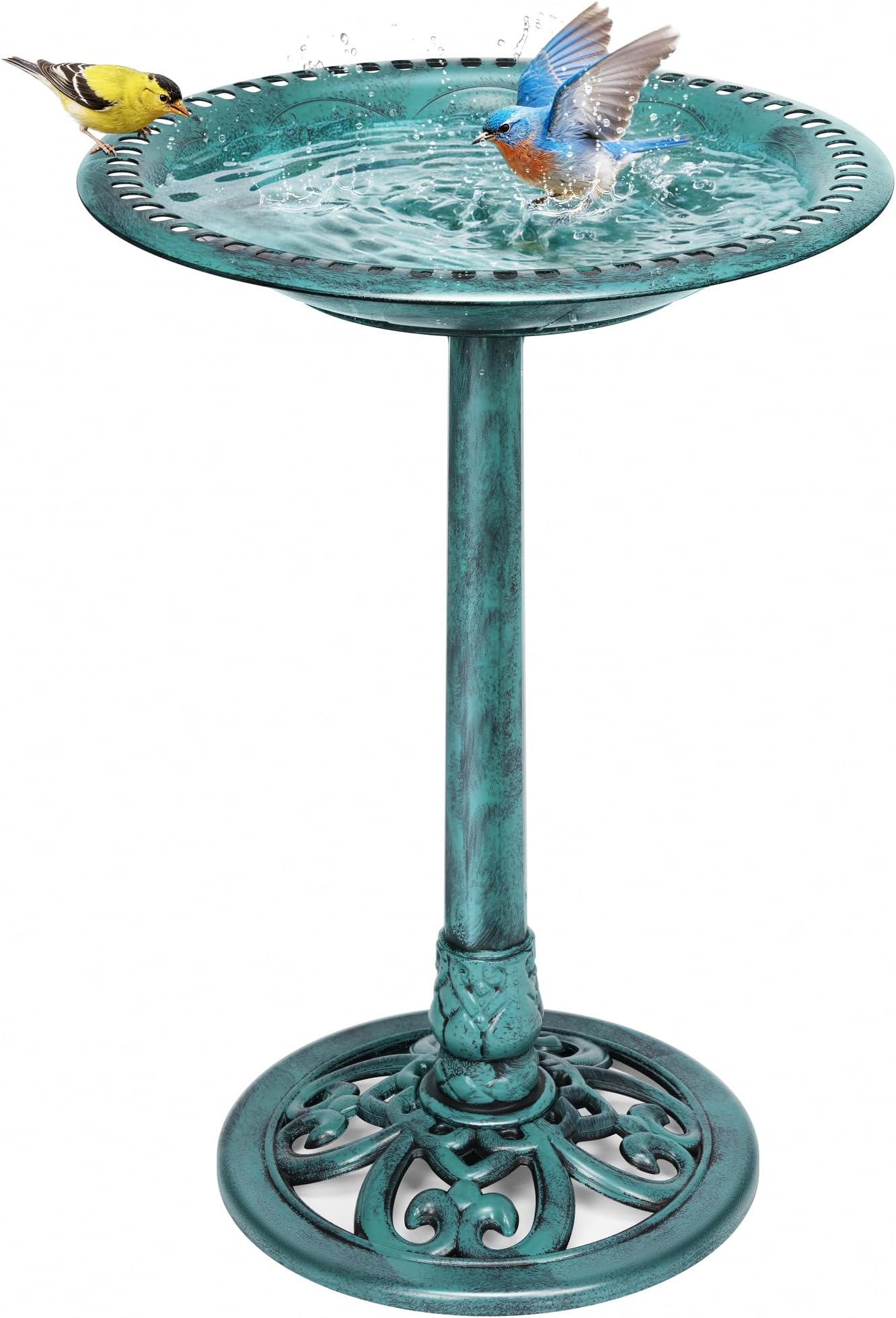 VIVOHOME 28 Inch Height Polyresin Lightweight Antique Outdoor Garden Bird Bath