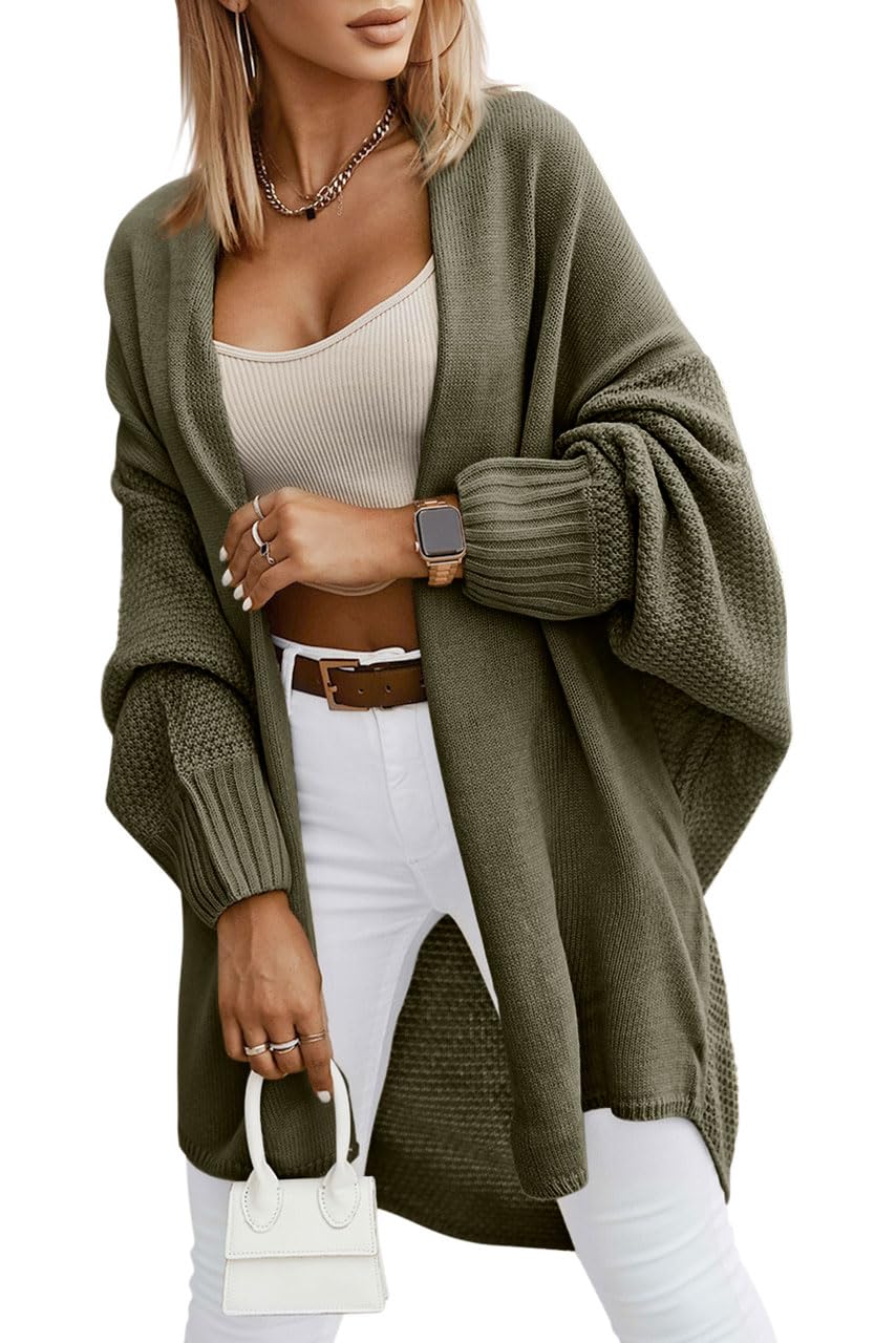 Miladusa Oversized Cardigans for Women Fall 2025 Trendy Open Front Batwing Sleeve Long Cardigan Sweaters