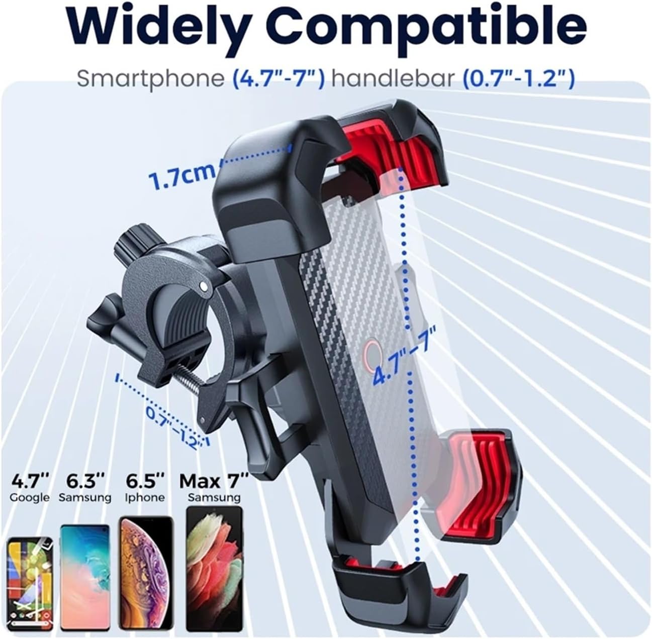 Motorcycle Navigation Frame Joyroom Bike Holder 360° View Universal Bicycle Holder 4.7-7 Inch Mobile Stand Shockproof Bracket GPS Clip Mobile Phone Holder (Color : Upgraded Metal)