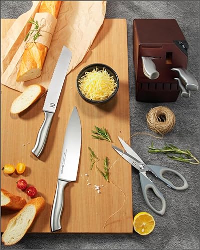 Miniatura 7 de Juego de cuchillos de cocina de alta calidad con bloque, 14 cuchillos japoneses de acero inoxidable de alto carbono para cocina, juego de cuchillos