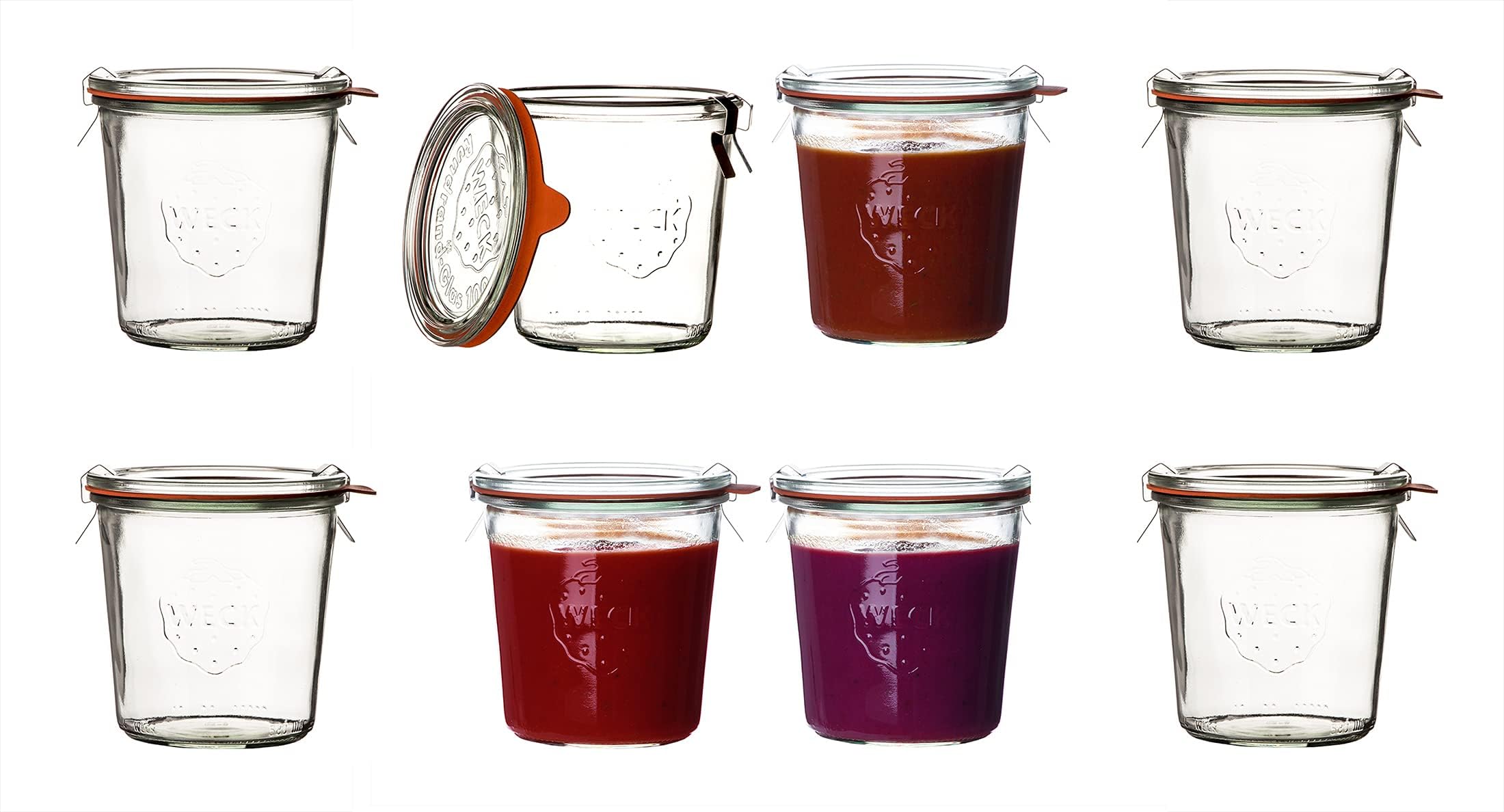 Jars 580 ml, Set of 6 and 6 Rubber Rings with 12 Clamps