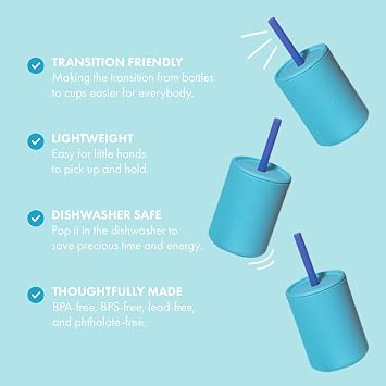 Avanchy Silicone Training Sippy Cup with Straw Lid For Babies 6+ Months to Toddlers 1 Year Old 8 oz Infant Water Cup for Baby Led Weaning, Orange