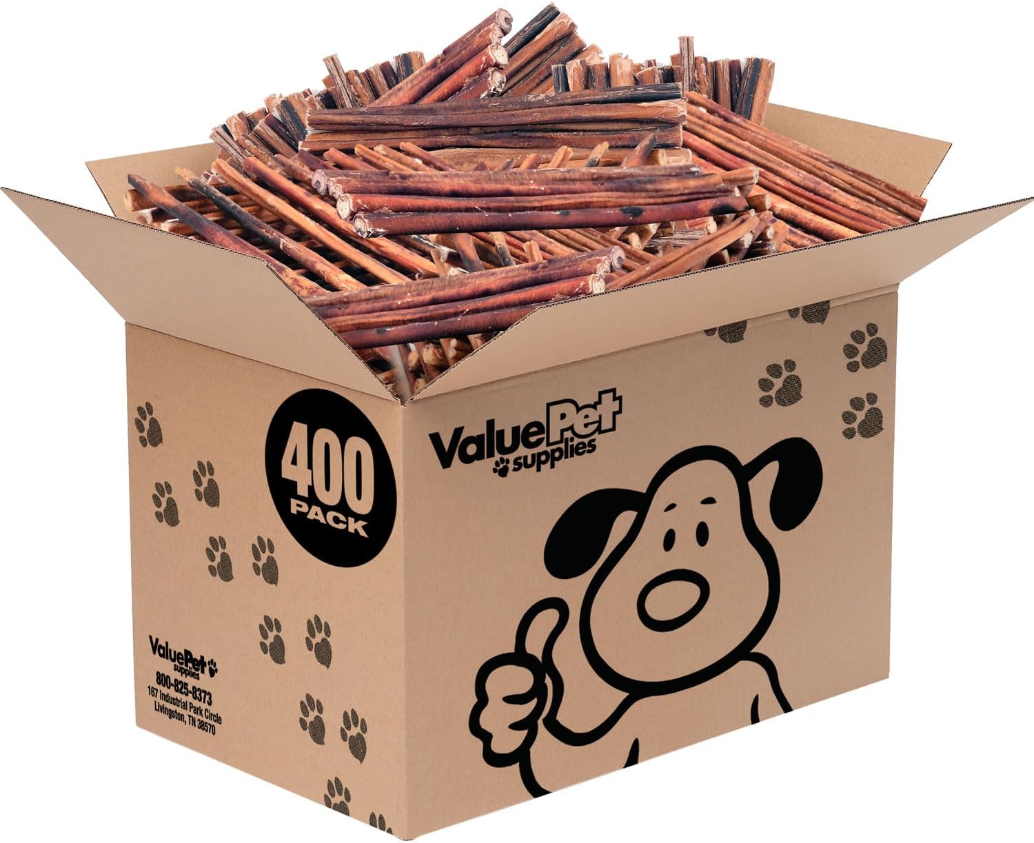 ValueBull Bully Sticks for Dogs, Medium 12 Inch, 400 Count Wholesale Pack - All Natural, Grass Fed, Single Ingredient, Long Lasting Dog Treats