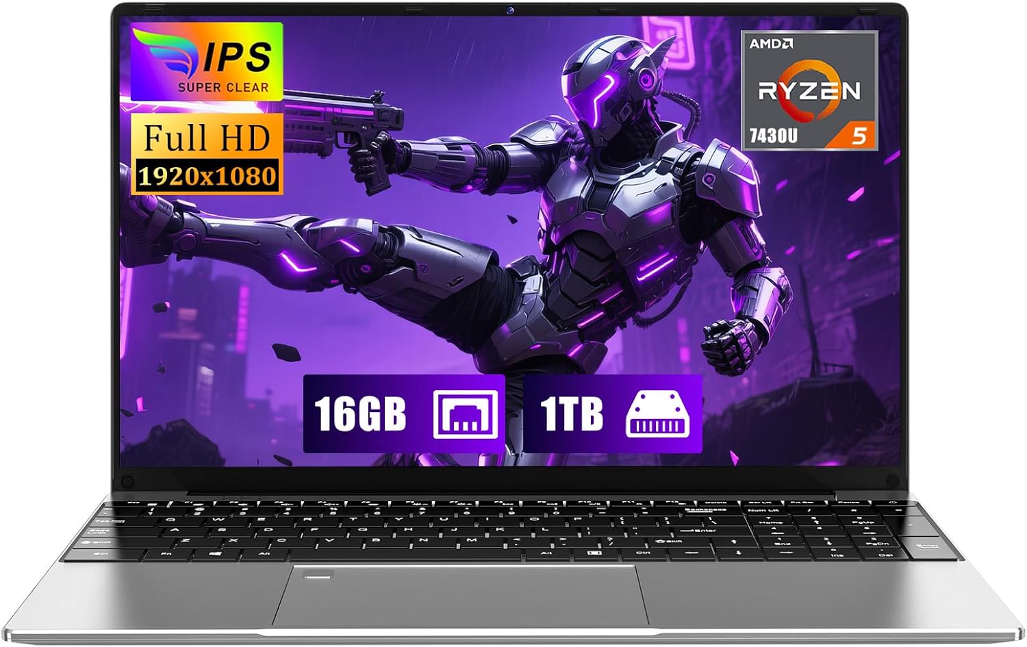 15.6 inch Gaming Laptop, 2025 Laptop Computer Win 11 Pro, 16GB RAM 1TB SSD, R5-7…