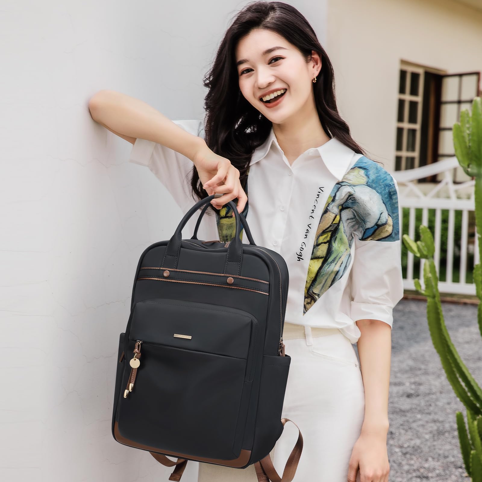 Zaino LIGHT FLIGHT Per Donna 15.6 Pollici | Rosa | Con Porta Computer E Porta USB | Leggero E Capiente Per Lavoro, Università E Viaggi | Borza Libro Carina - 5