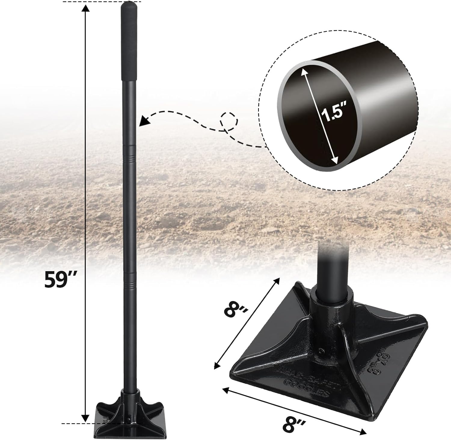 Snapklik.com : Tamper Tool Heavy Duty, 8x8 Inch Hand Steel Tamper Tool