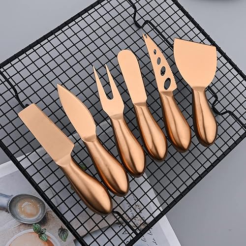 Miniatura 5 de Puzhler - Juego de 6 cuchillos de queso de grado alimenticio, mango de acero inoxidable, juego de cuchillos de queso para queso, pizza, accesorios