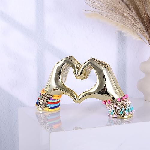 Miniatura 5 de Escultura y estatua de corazón y mano azul cielo, decoración del hogar en forma de corazón, escultura de mano y corazón, decoración del hogar de