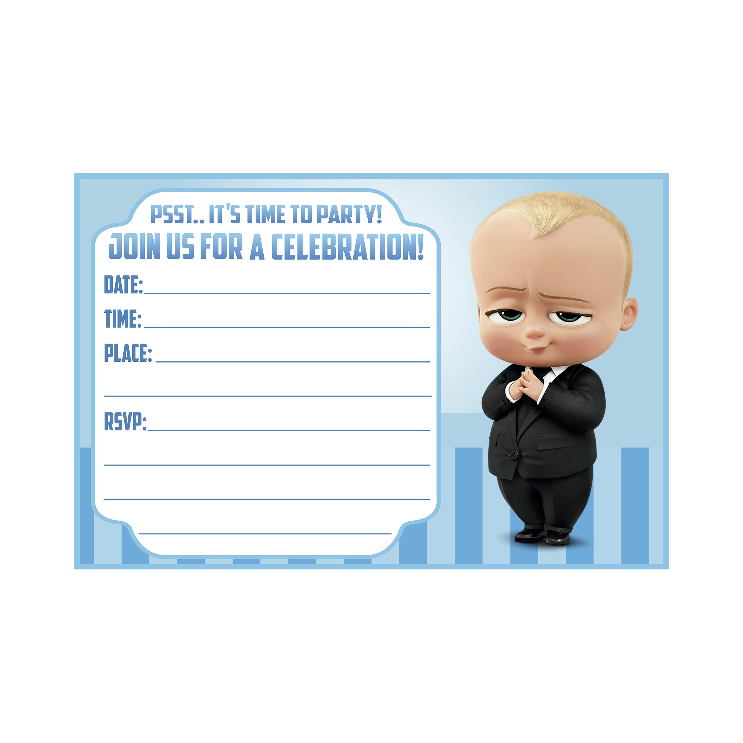 ENDLESS CHOICES 20x Boss Child Birthday Invitations and Envelopes – Fill-in Happy Birthday Party Invitations for Kids, 6X4 Inches, Postcard Style