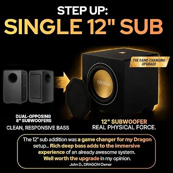 Dragon 11.4.6 Dolby Atmos/DTSXPro Surround Soundbar Sys-Dual 8Opposed Subs | Elite 360 Cinema+Spatial Processing, Dual 8 Opposing Subwoofers, 58 Main, HiFi AMTs, Bipolar Surrounds, 6 Height Ch*3000W
