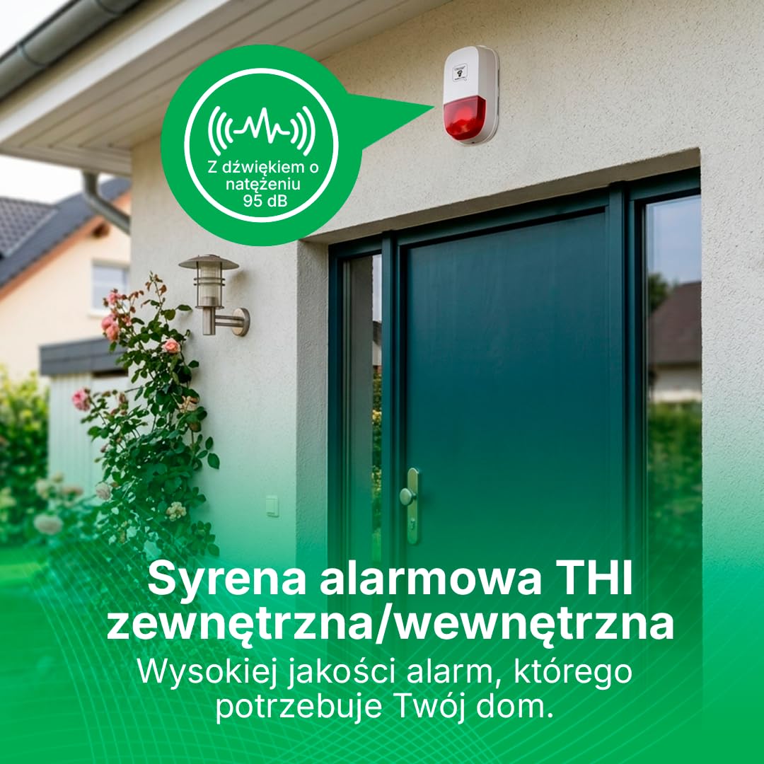 Zewnętrzna syrena antywłamaniowa z dźwiękiem 95 dB | Zawiera adapter 12 V i baterię zapasową | Obowiązuje do użytku jako autonomiczny system alarmowy