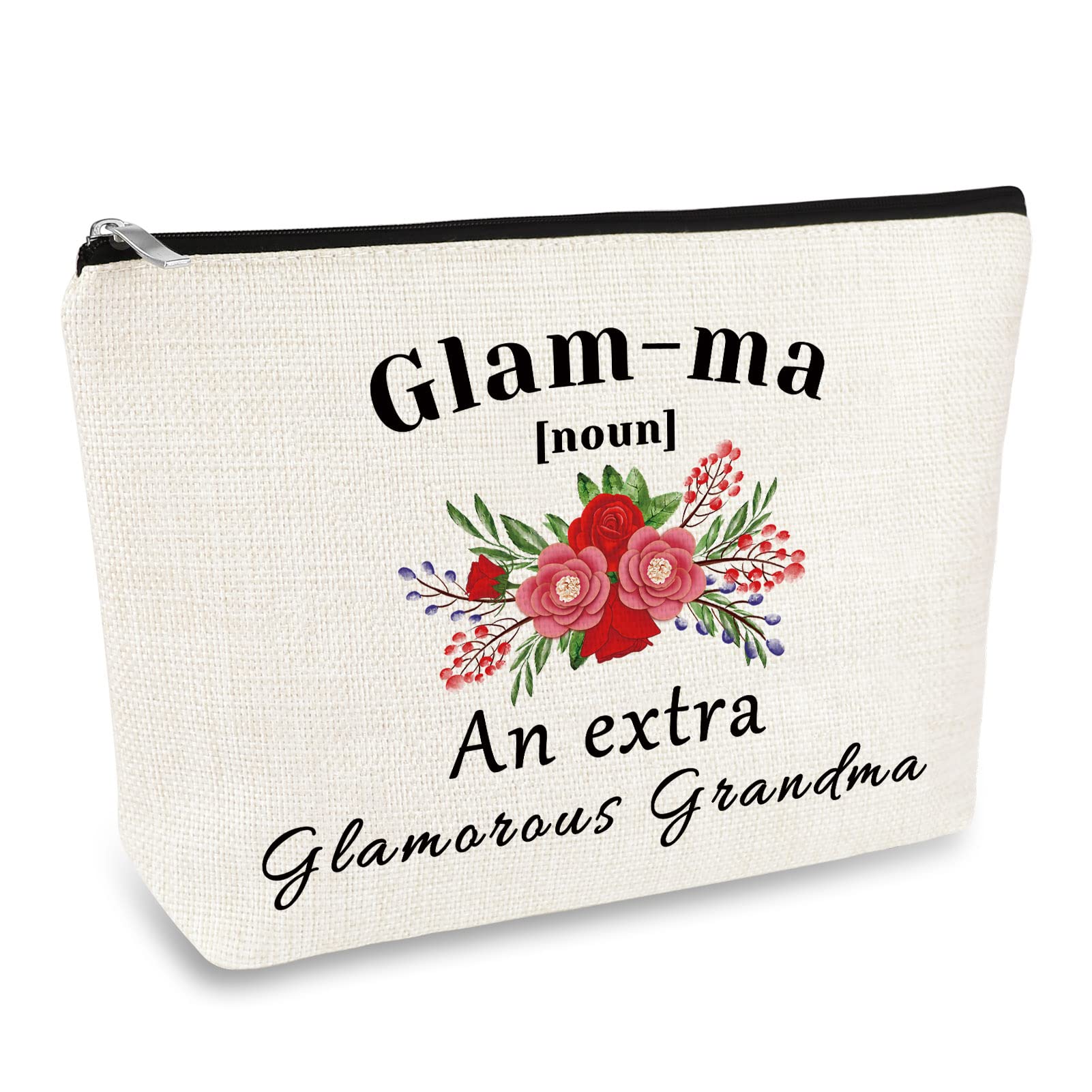 Mother's Day Best Grandma Gifts Glamma Makeup Bag Gift Christmas Birthday Gift for Grandmother Grandma Nana Gift from Granddaughter Cosmetic Bag Funny