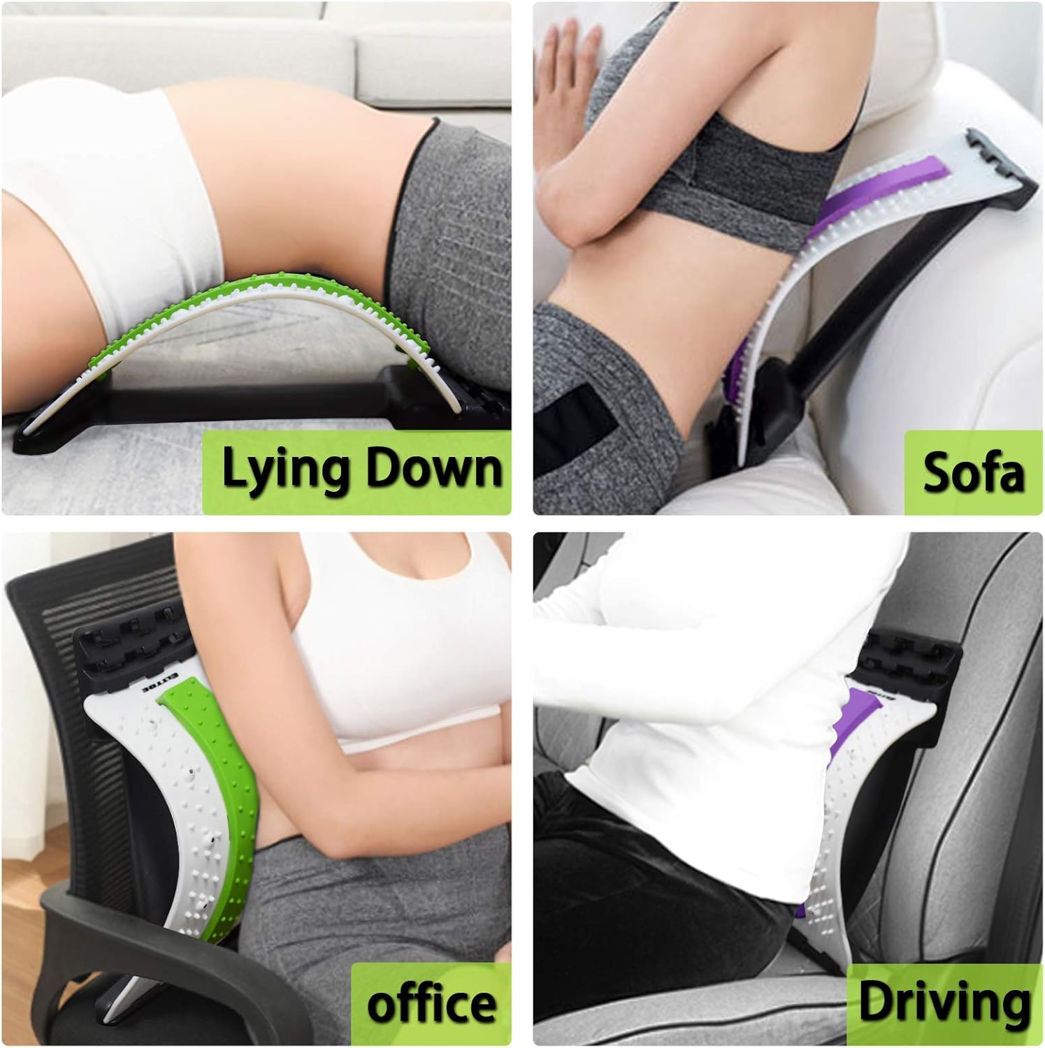 Crazy Deals ELLTOE Back Stretcher for Pain Relief, Lower Spine Deck Back Stretcher with Magnetic Point Massage, Adjustable Multi-Level Lumbar Support Devices for Herniated Disc, Sciatica, Scoliosis