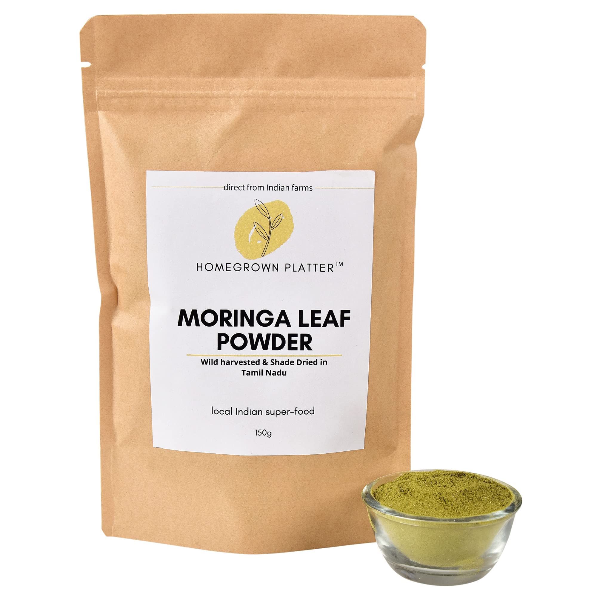 Homegrown Platter Pure Moringa Leaf Powder | Drumstick Leaf Powder | for Weight Loss and Hair Growth | Boosts Immunity | Rich of Multi-Vitamins & Antioxidants - 150g (B0BHYSBJS7) Amazon Price History, Amazon Price Tracker