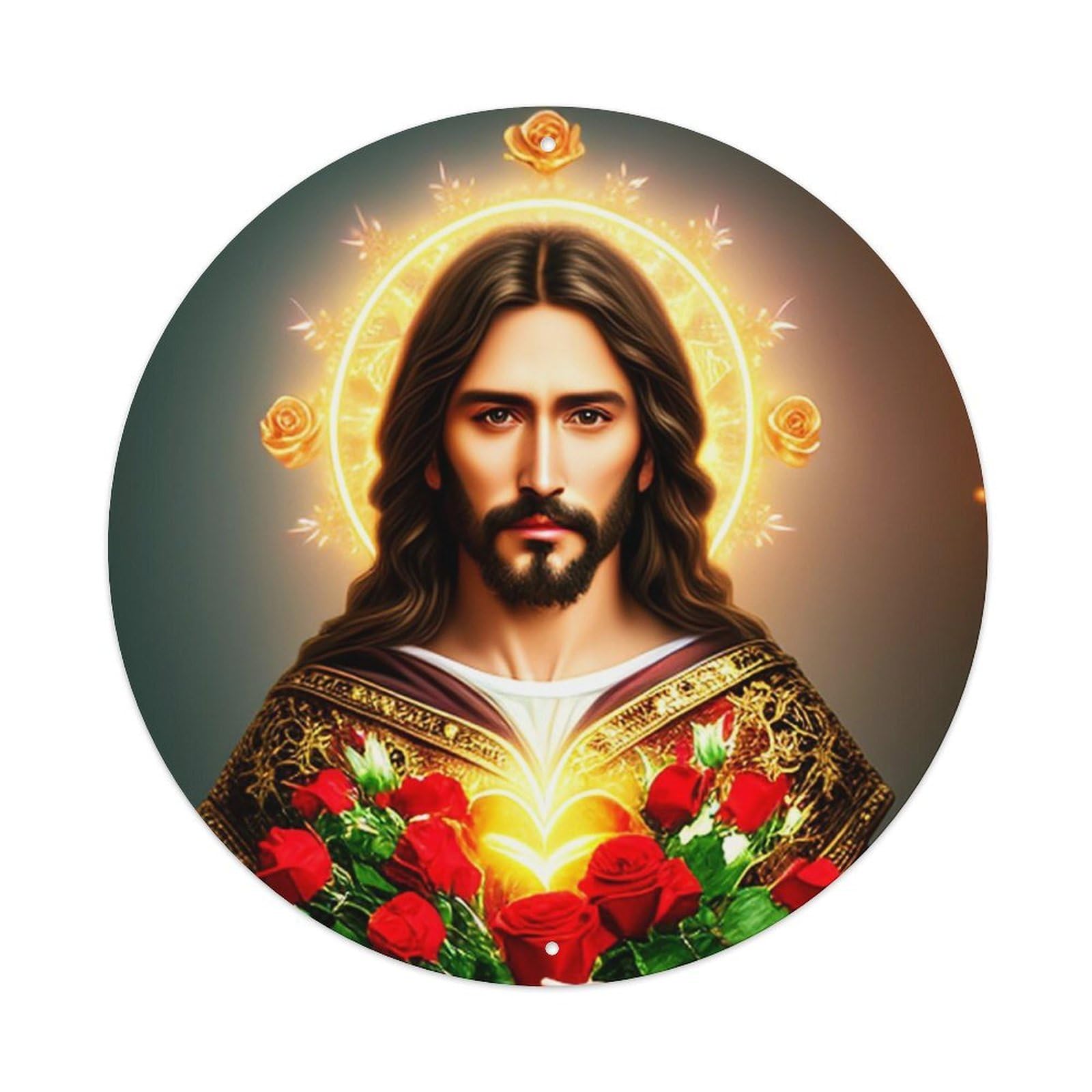 Jesus with The Flowers Religious Metal Tin Sign