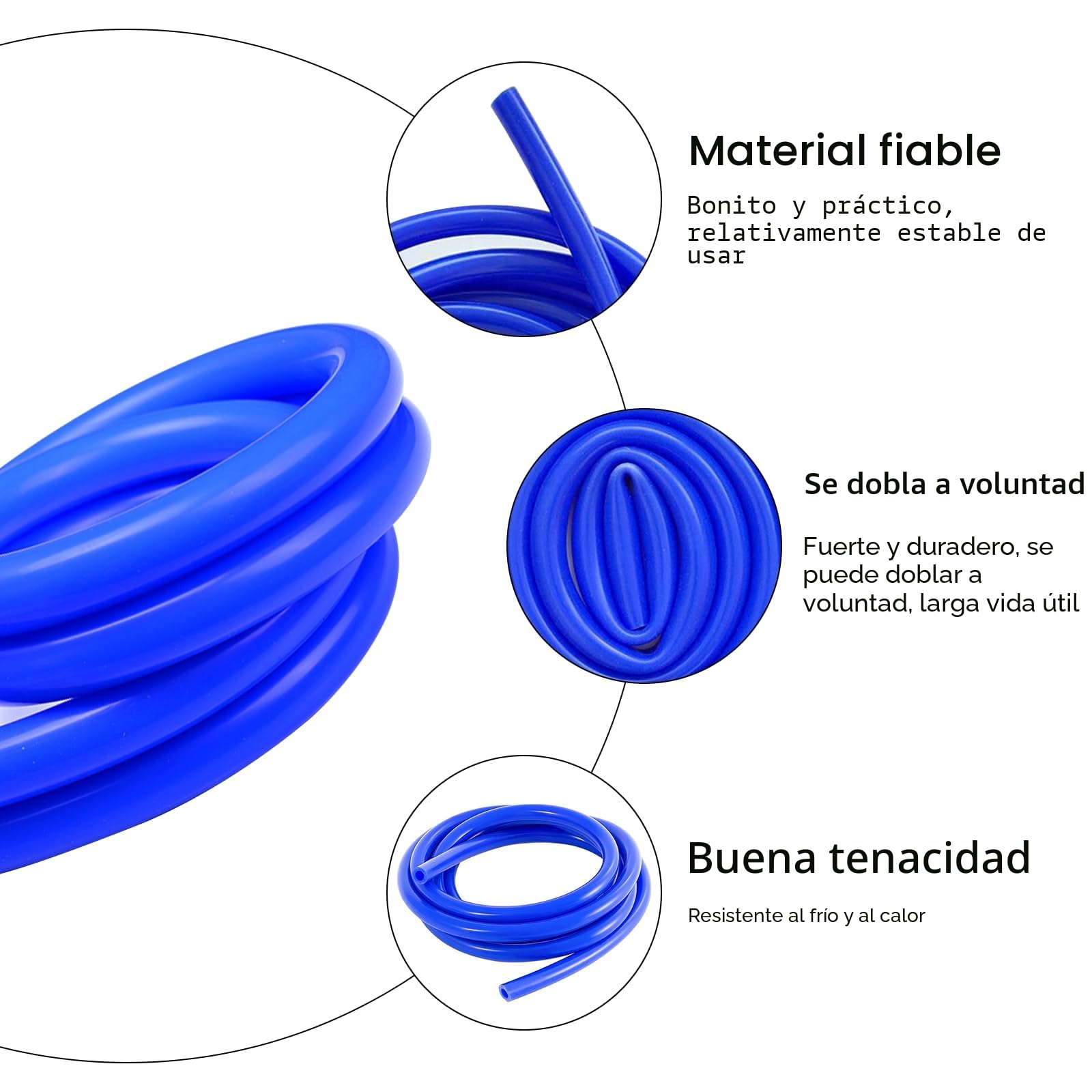 CONNECTION Tubo de Vacío de Silicona 6 Metros Manguera de Silicona 3 mm de DiáMetro Interior Tubo De Siliconas De Vacío Tubos de Siliconas Universal Para Aire, Manómetro, Turbo, Bomba (Azul)
