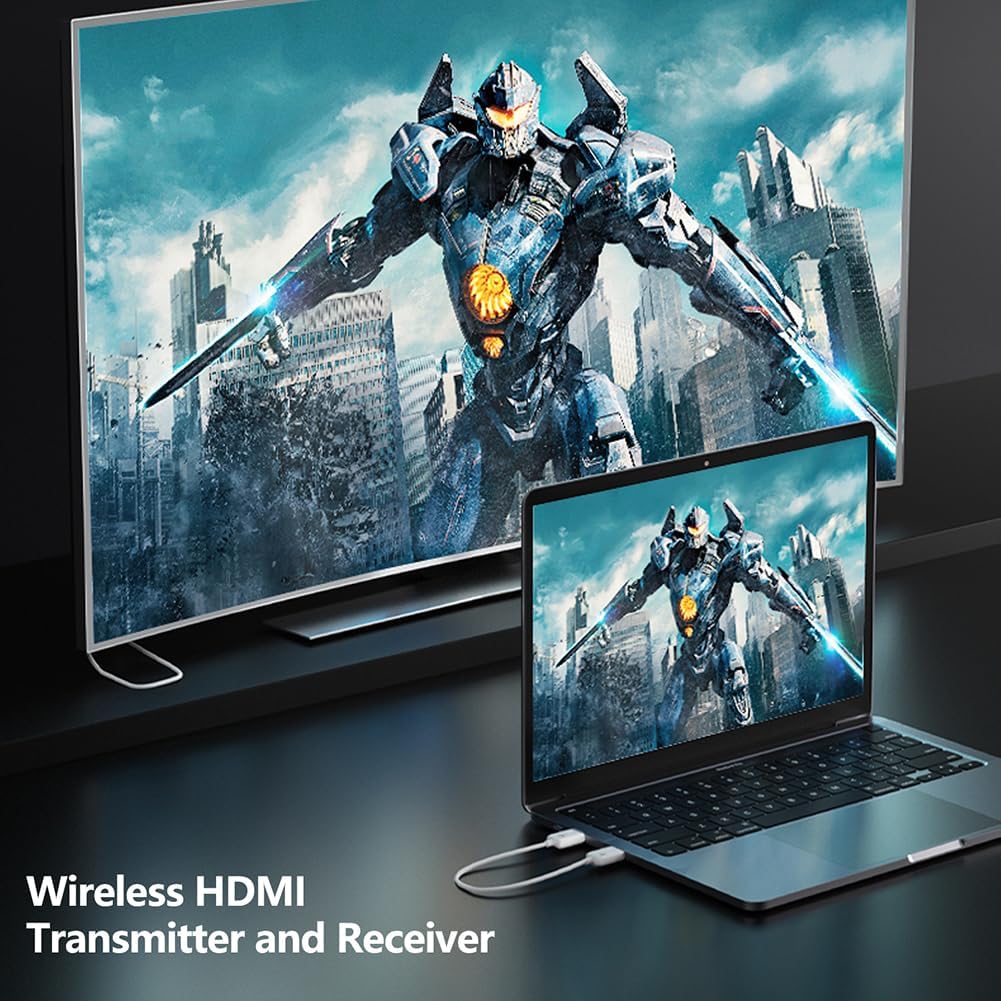 HDMI Wireless transmitter and receiver, 1080P HD wireless HDMI extender, plug and play, support 50M/165ft transmission, for laptops, TV boxes, PS4/5 for Projecting video to TV/Projector/Monitor