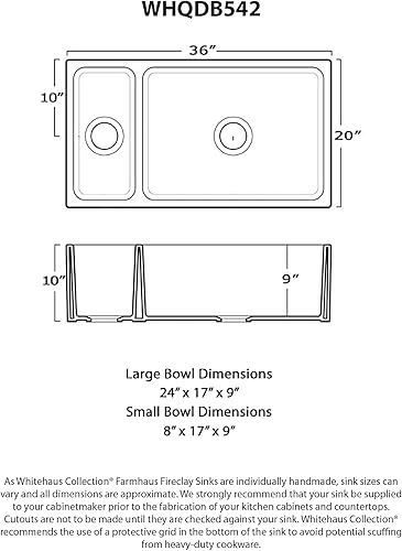Miniatura 3 de Whitehaus WHQDB542-WH Farmhaus - Fregadero reversible de arcilla refractaria de 36 pulgadas, color blanco
