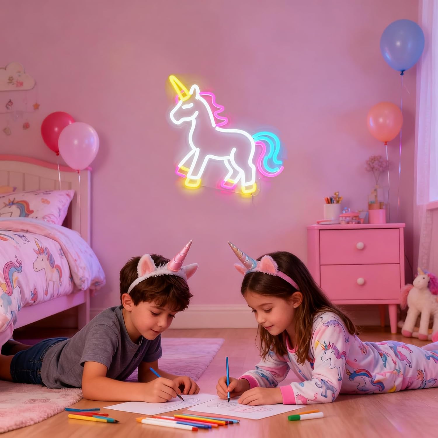 Unicorn Neon Light for Wall Decor - Unicorn Birthday Decorations, USB Powered Dimmable Night Light for Kids Room, Birthday Girl Gift - Image 5