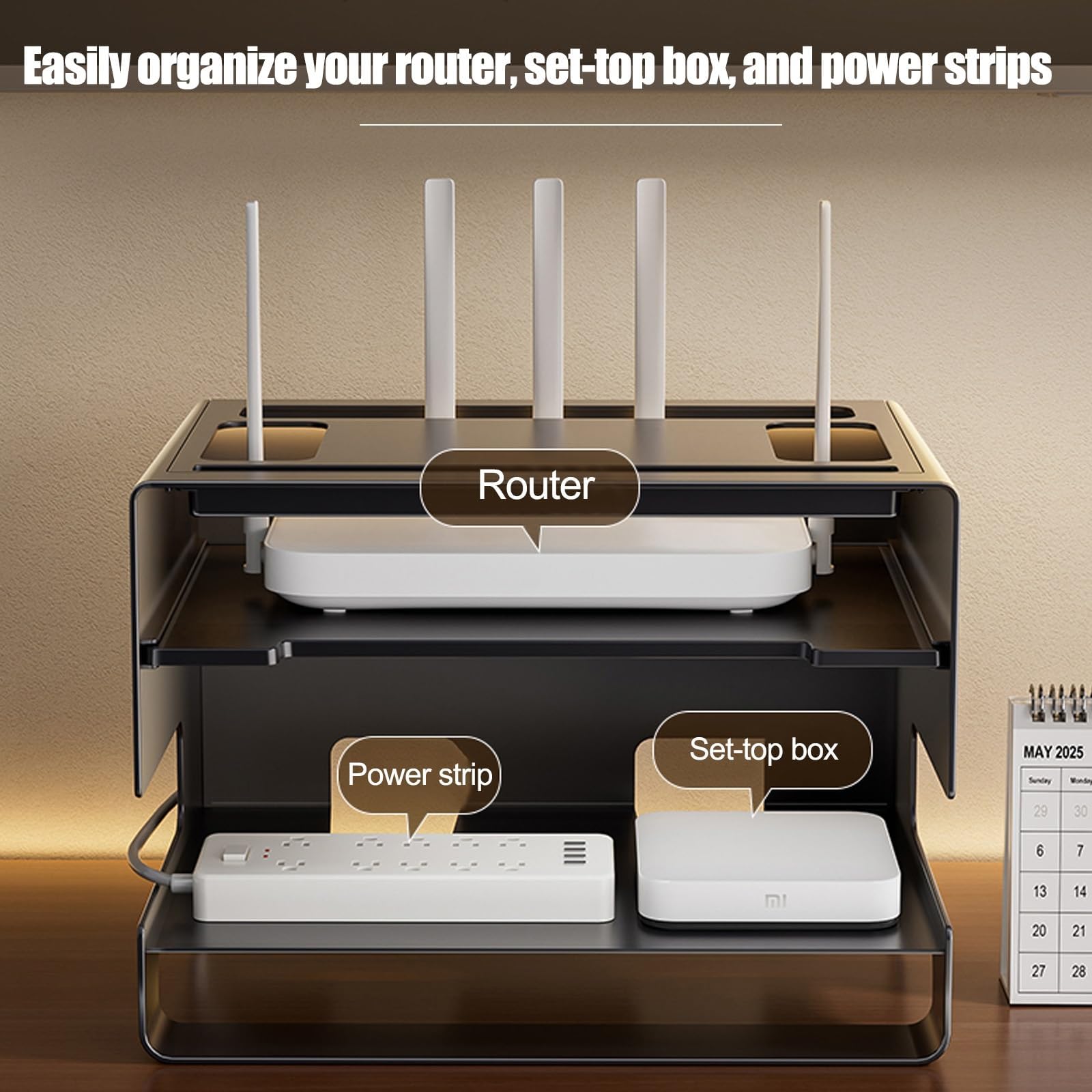 Mensola per Router, mensola per proiettore, mobiletto portaoggetti per Router WiFi, nascondi Cavi per casa e Ufficio
