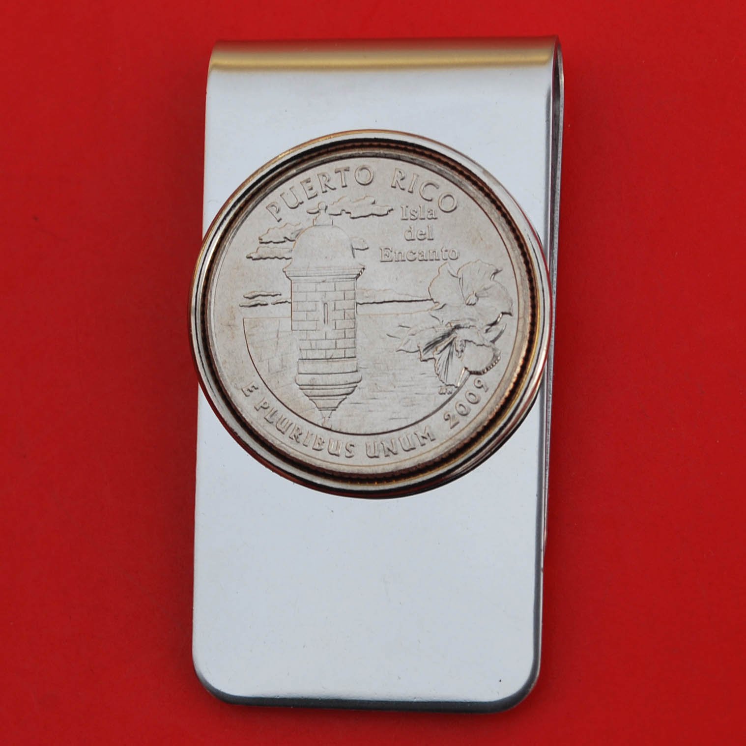 US 2009 Puerto Rico State Quarter BU Uncirculated Coin Money Clip New
