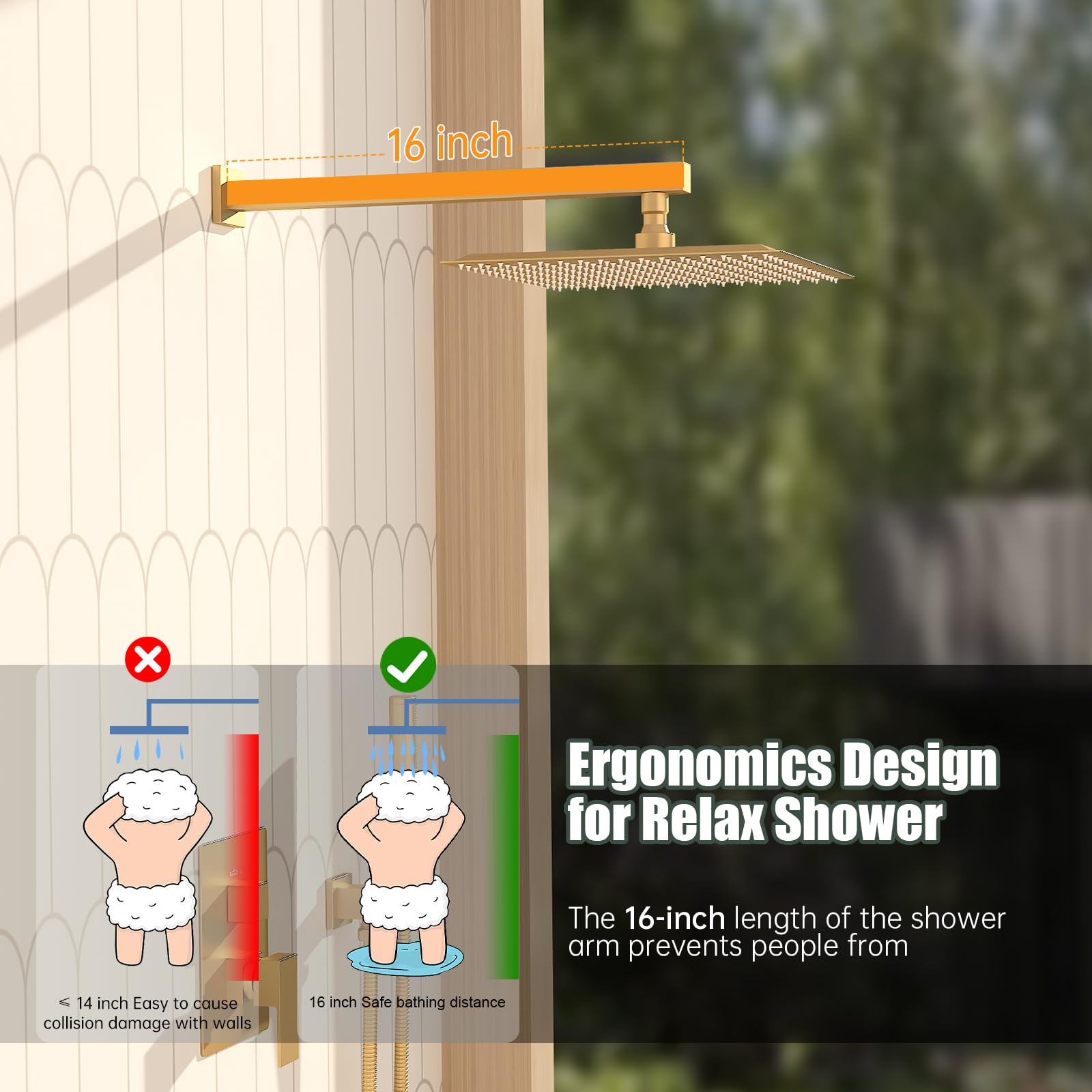 BESy Shower System: Rainfall & Handheld - Brushed Gold -5