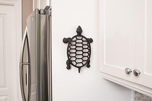Miniatura 6 de GASARÉ, Salvamanteles de hierro fundido para platos calientes, ollas y sartenes, salvamanteles de metal, diseño de tortuga marina, tapas de patas de