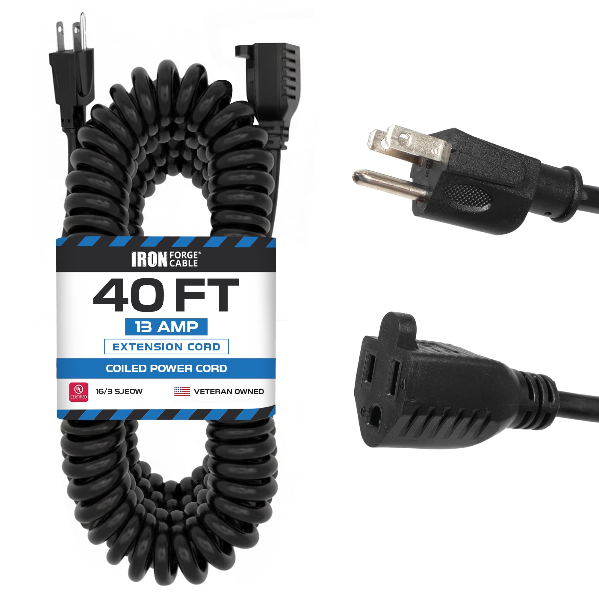 Amazon.com: Iron Forge Cable SJEOW Black Outdoor Coiled Extension