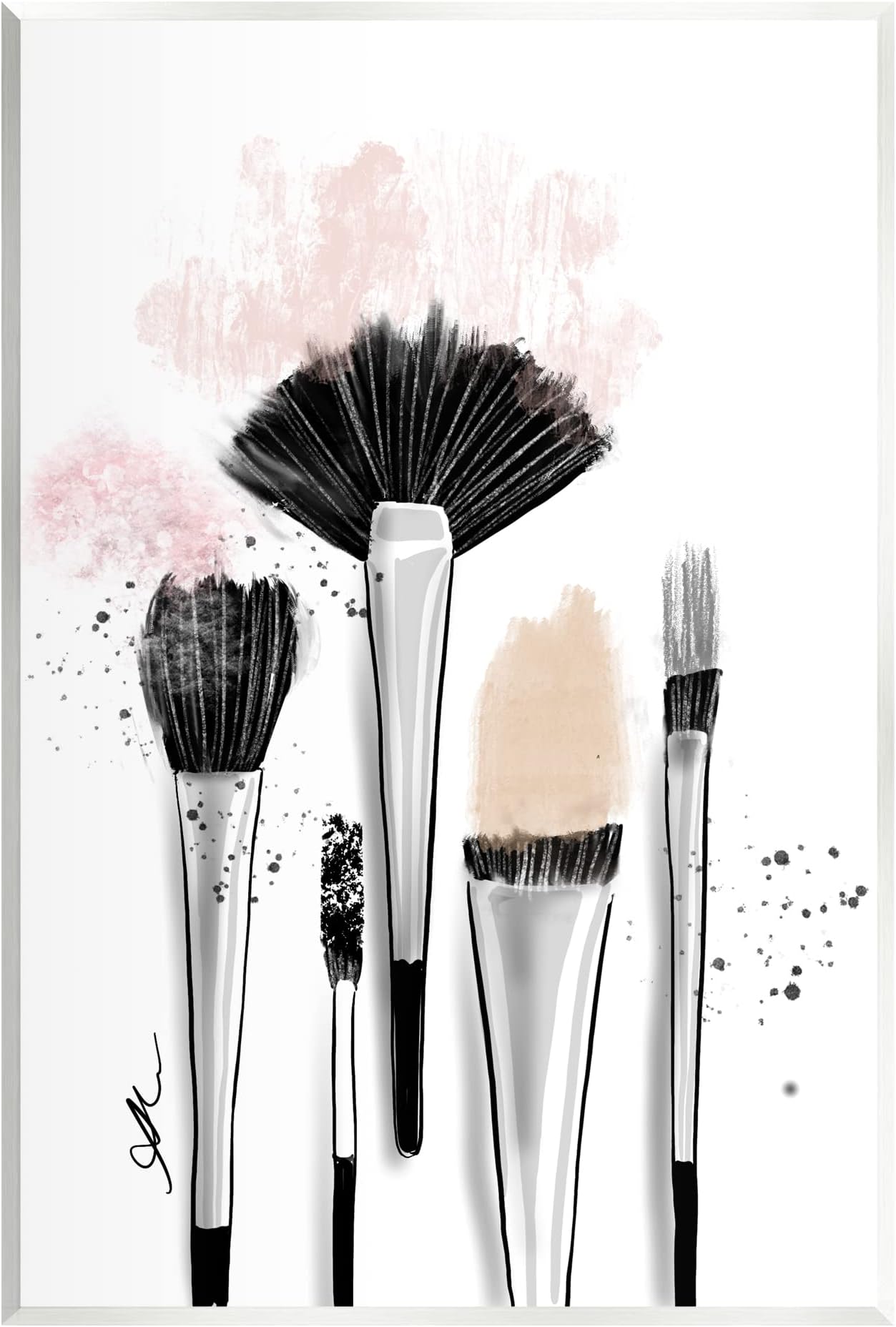 Stupell Industries Makeup Brushes Glam Tools Wood Wall Art, Design by Alison Petrie