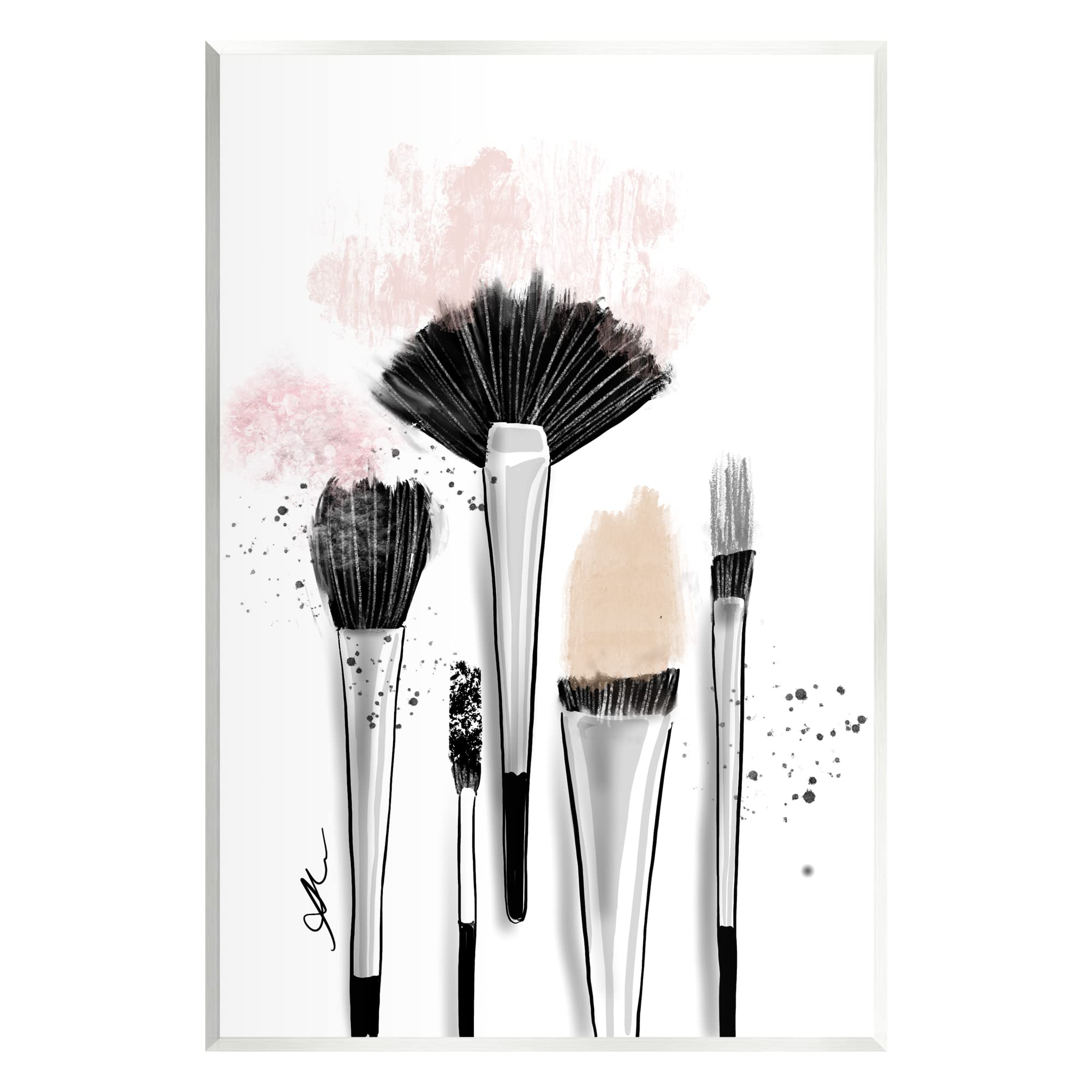 Stupell Industries Makeup Brushes Glam Tools Wood Wall Art, Design by Alison Petrie