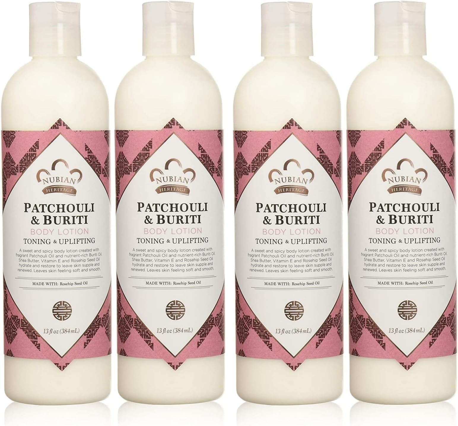 Nubian Heritage Body Lotion with Shea Butter and Rose Hips Lotion PATCHOULI & BURITI,13 fl oz - Pack of 4