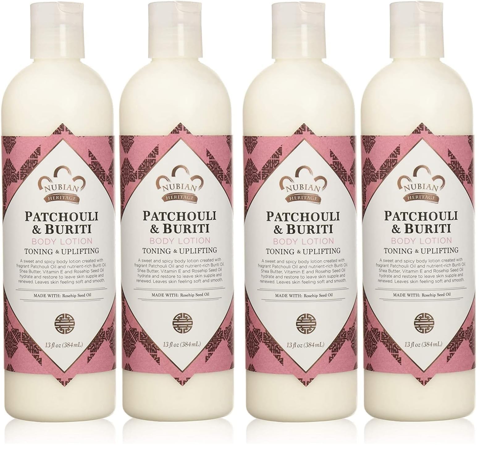 Nubian Heritage Body Lotion with Shea Butter and Rose Hips Lotion PATCHOULI & BURITI,13 fl oz - Pack of 4