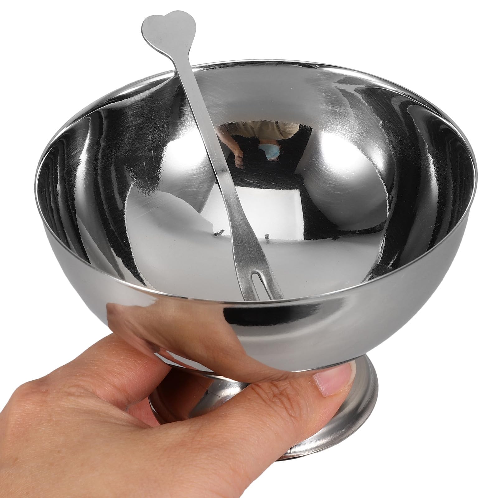 SHINEOFI Eisbecher, 6 Stück, 300 Ml, Edelstahl-dessertbecher mit Gabel, Salatschüssel, Eisbecher mit Fuß für Eiscreme, Joghurt, Süßigkeiten, Snacks, Obst, Kuchen – Party, Zuhause, Restaurants
