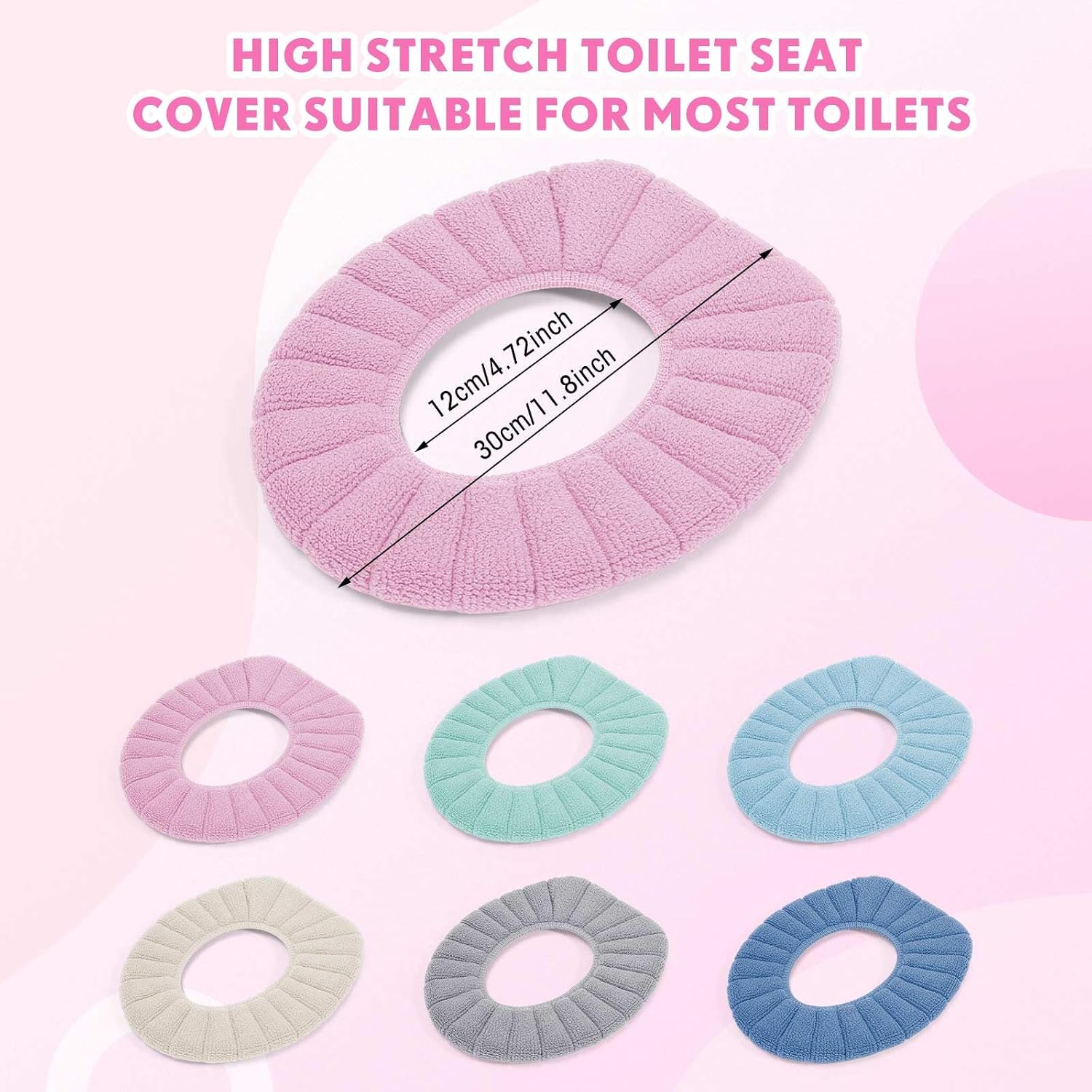 Tegeme 12 Pcs Thicker Bathroom Toilet Seat Cover Pad, 11.8 Inch, Colorful image 2