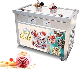 Kolice ETL commercial 38.60"x19.7" big rectangle pan thailand instant stir fried ice cream machine roll ice cream machine-, auto defrost, transparent sneeze guard