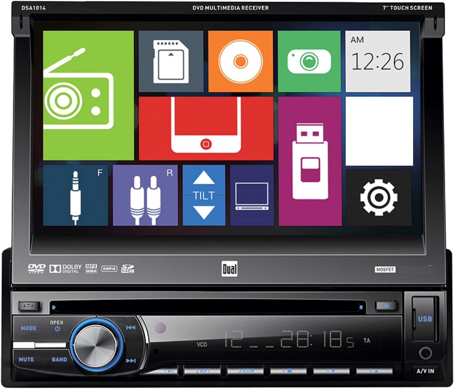 Dual DSA1014 In-Dash Detachable face plate 7" LCD CD DVD MP3 USB iPod and iPhone Ready Touchscreen Car Stereo Receiver