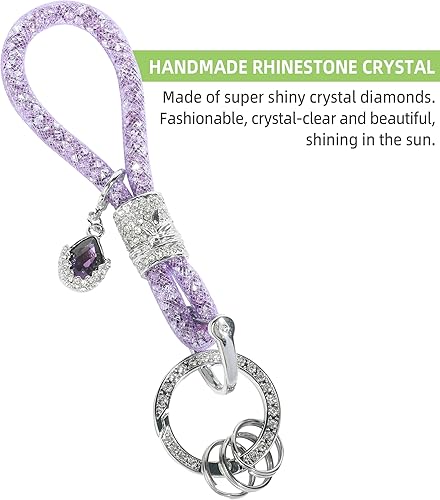 Miniatura 3 de Llavero de coche, llavero de automóvil, accesorios de coche brillantes para mujeres, llavero de cristal con purpurina, llavero de automóvil para